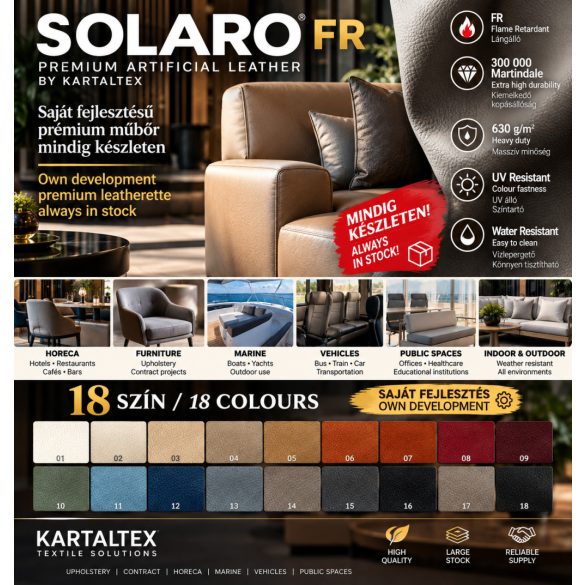  SOLARO FR – Prémium kültéri, autó- és hajókárpit műbőr 